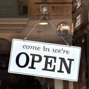 Open sign in the store