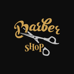 Barber shop hand written lettering logo, badge, emblem