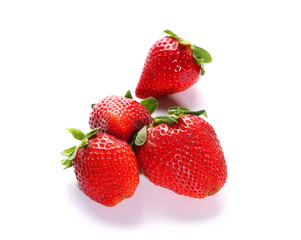 Fresh strawberries isolated on white background