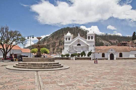Cityscape in Sucre is the constitutional capital of Bolivia with high altitude and old architecture.