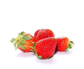 Fresh strawberries isolated on white background