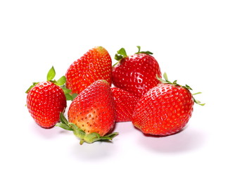 Fresh strawberries isolated on white background
