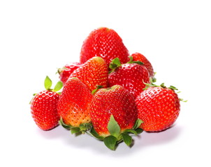 Fresh strawberries isolated on white background