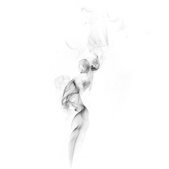 Black smoke on white background