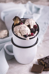 Stracciatella ice cream scoops