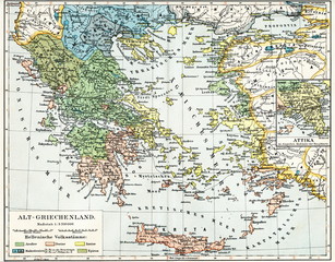 Obraz premium Ancient Greece (from Meyers Lexikon, 1895, 7/926/927)