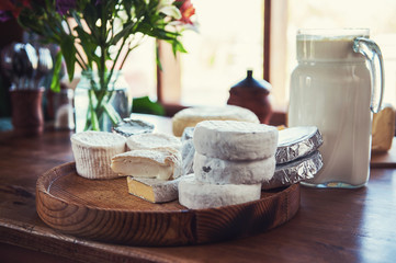 Set of different cheese