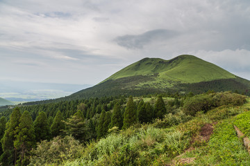Beautiful landscape of Mount Aso volcano in Kumamoto, Japan