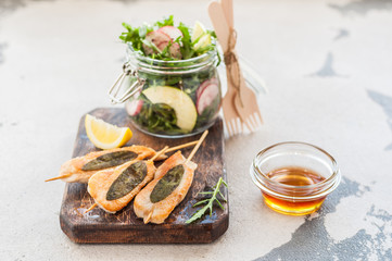 Chicken Skewers with Apple Rocket Salad