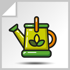 Watering can of garden and farm tool icon. Vector Isolated flat colorful illustration.