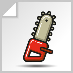 Chainsaw of garden tool icon. Vector Isolated flat colorful illustration.
