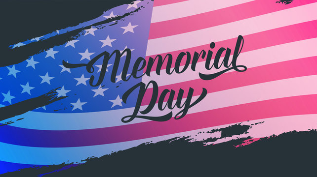 Memorial Day banner. Illustration with Memorial Day lettering and USA flag