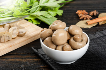 The champignon mushrooms