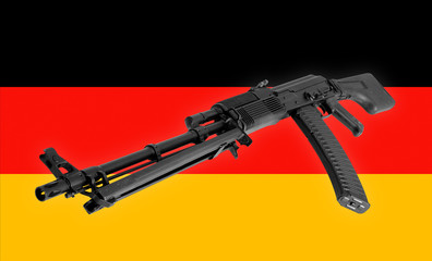 Weapon - Assault rifle Germany of a flag background