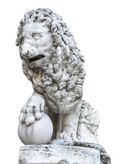 Medici lion in Florence, cutout on white, front view
