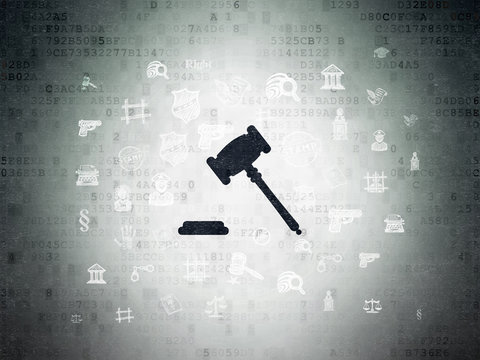Law concept: Gavel on Digital Data Paper background