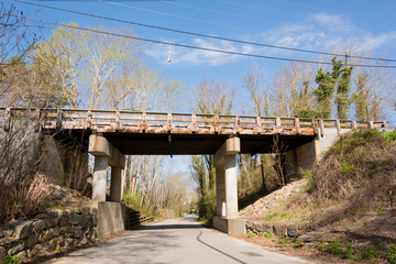 Wood Bridge over road in Woods Hole