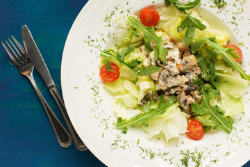 Chicken breast arugula salad from above