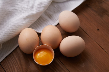 eggs on a wooden table