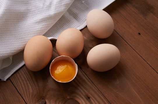 eggs on a wooden table