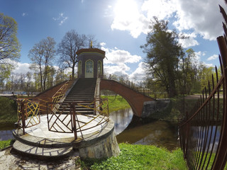 Chinese bridge in the Alexander Park in Pushkin (Tsarskoye Selo), near Saint Petersburg