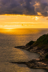 Panele Szklane Podświetlane  Zachód słońca widok piękny Promthep Cape Phuket Tajlandia