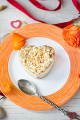 Veggie Valentine's day dessert - cake in form of heart.