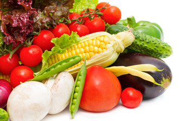 Different fresh vegetables isolated on white