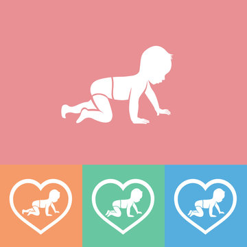 Set of baby silhouette, vector illustration