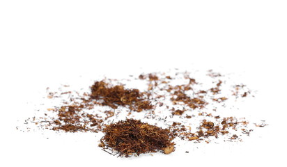 Pile of tobacco isolated on white background