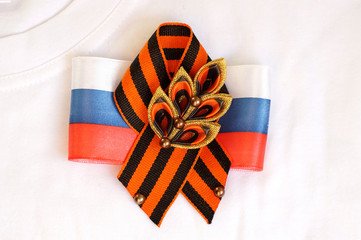Festive brooch with a St.George's Ribbon