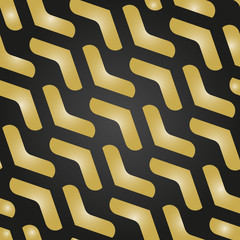 Geometric vector pattern with golden arrows. Geometric modern ornament. Seamless abstract background