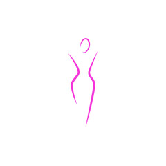 Silhouette of a slender woman body logo, abstract health feminine slim figure of a young girl pink lines art, mockup of a female emblem for a spa or diet