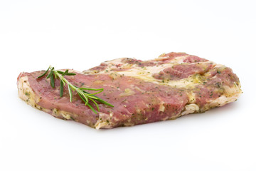 Pork chop, marinated. Isolated on the white background.