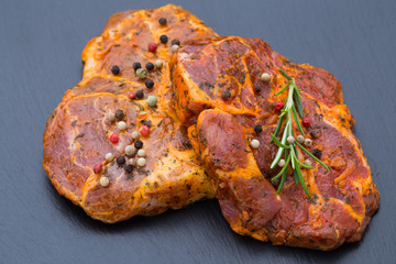 Pork chops, pepper and rosemary marinade.