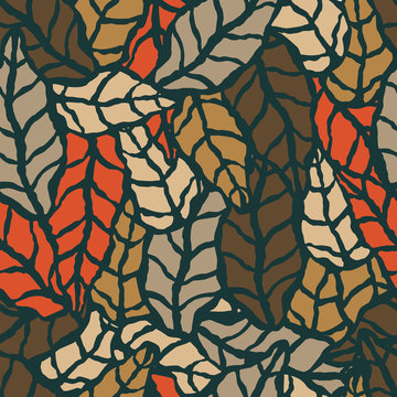 Seamless pattern with hand drawn natural leaves © bluelela