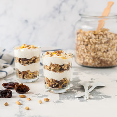 Spiced Yogurt with Granola in Glasses