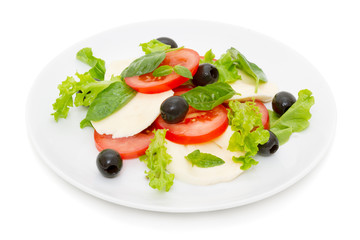 caprese salad isolated on white background