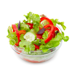 Fresh vegetable salad isolated on white