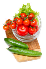 Fresh vegetables on white background