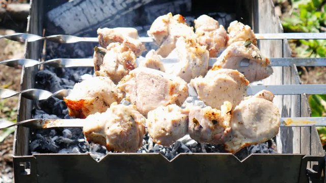 Process of cooking shish kebab
