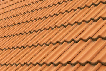 Roof tiles on the roof of an old building