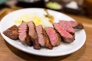 Grilled Japanese beef on plate