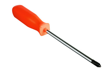 Screwdriver with a red handle isolated on a white background