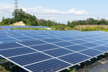 Solar panel with blue sky