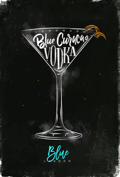Blue lagoon cocktail chalk color