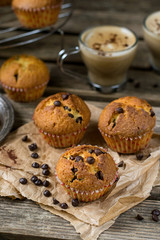 Chocolate chips muffins with coffee