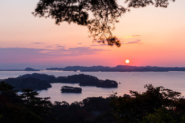 Fototapeta na wymiar Matsushima at sunset