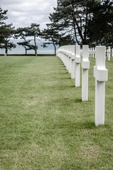 White crosses in American Cemetery, Coleville-sur-Mer, Omaha Beach, Normandy, France.