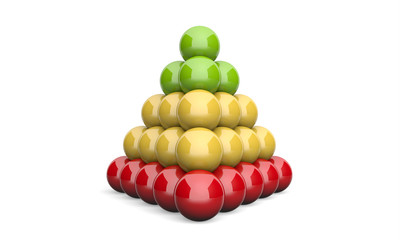 3D Illustration pyramid ball concept green yellow red